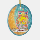 Moon Flowers Cat  Keramisch Ornament (Rechts)