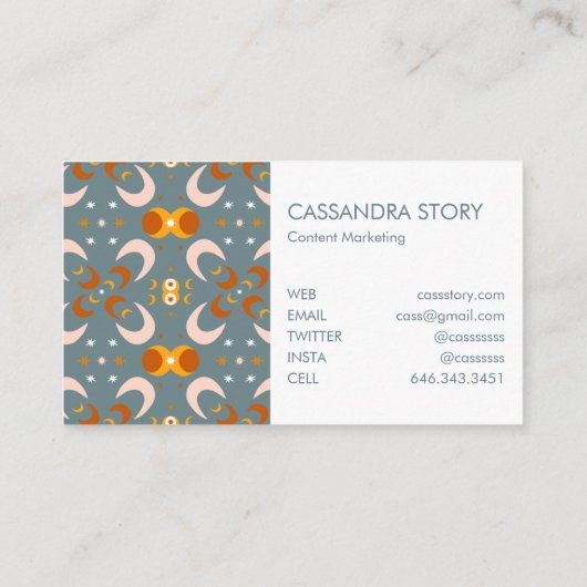 Moon Flowers Modern Pattern Visitekaartje (Achterkant)