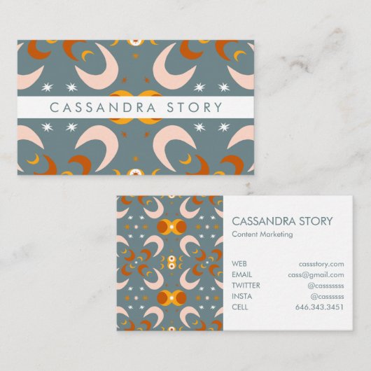 Moon Flowers Modern Pattern Visitekaartje (Voorkant / Achterkant)