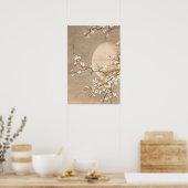 Moon Flowers Roze Neutraal  Schilderij Poster (Keuken)