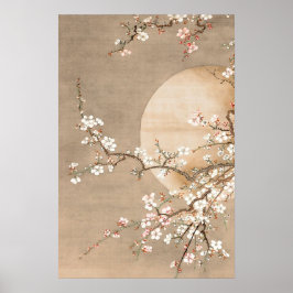 Moon Flowers Roze Neutraal  Schilderij Poster