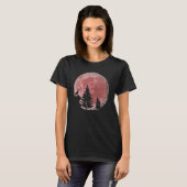 Moon Forest Animal Predator Red Moon Howling T-shirt (Voorkant volledig)