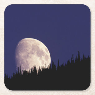 Moon & Forest   Nationaal park Glacier Montana Kartonnen Onderzetters