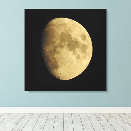 Moon-fotografie, Moon-fase, Sluiten, Afbeelding Canvas Afdruk (Insitu (Houten vloer))