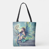Moon Friend Fairy Fantasy Kunst van Molly Harrison Tote Bag (Achterkant)