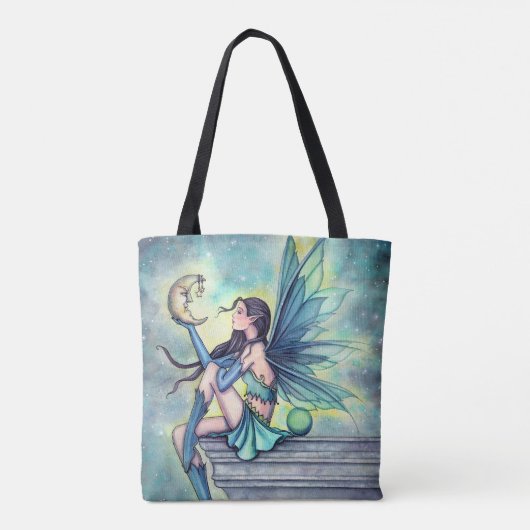 Moon Friend Fairy Fantasy Kunst van Molly Harrison Tote Bag (Achterkant)