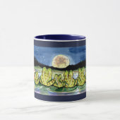 Moon Frogs Familie Nachttijd Ontwerp Donkerblauwe Mok (Midden)