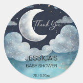 Moon galaxy baby shower dank u gunst ronde sticker (Voorkant)