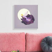 Moon Gaming Paarse Bloem Fairy Avondhemel Canvas Afdruk (Insitu (Woonkamer))