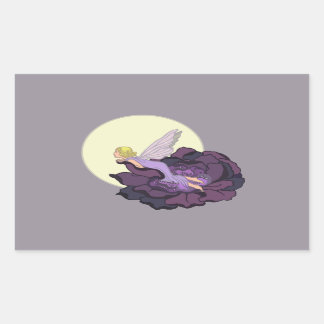 Moon Gaming Paarse Bloem Fairy Avondhemel Rechthoekige Sticker
