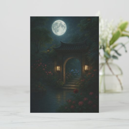 Moon Gate Garden - gefluisterde zegenende Kaart (Staand voorkant)
