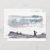 Moon Gazing Hare Briefkaart (Voorkant / Achterkant)