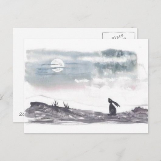 Moon Gazing Hare Briefkaart (Voorkant / Achterkant)