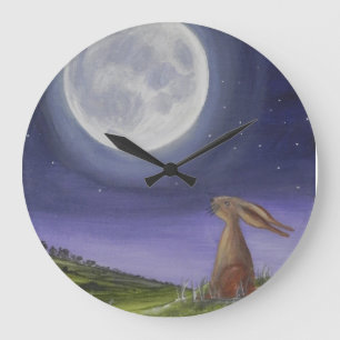 Moon Gazing Hare Clock Grote Klok