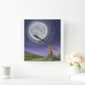 Moon Gazing Hare Clock Vierkante Klok (Huis)