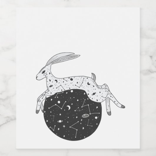 Moon Gazing Hare Wijn of Drank Label Etiket (Enkel label)