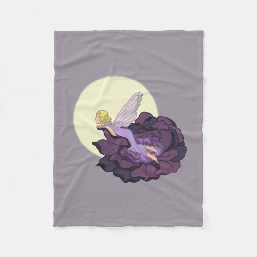 Moon Gazing Paars Flower Fairy Evening Sky Fleece Deken (Voorkant)