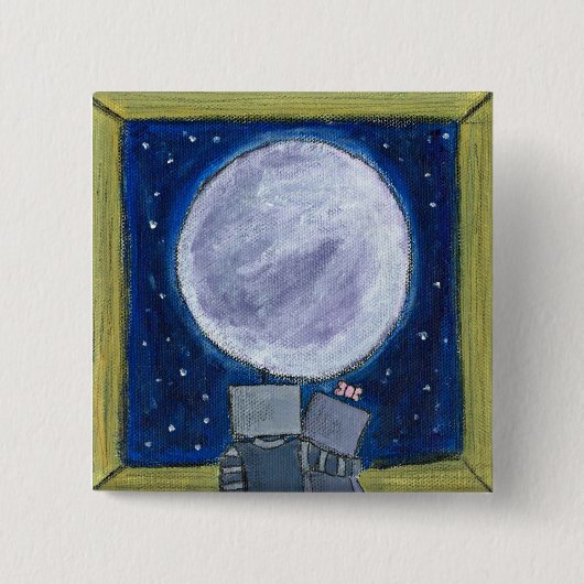 Moon-Gazing Robots-Button Vierkante Button 5,1 Cm (Voorkant)