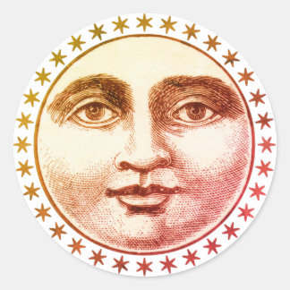 Moon Gezicht En Sterren Gift Seal Sticker