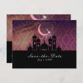 Moon Glow Arabian Nights Marokkaanse Save Datum Aankondigingskaart (Voorkant / Achterkant)