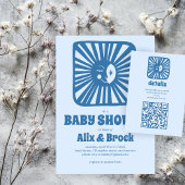 Moon Glow Boho Modern Schattige Aangepast QR-Baby  Informatiekaartje