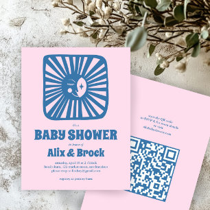 Moon Glow Boho Modern Schattige Aangepast QR-Baby Kaart