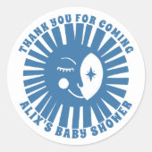 Moon Glow Boho Modern Schattige Baby shower CUSTOM Ronde Sticker (Voorkant)