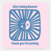 Moon Glow Boho Modern Schattige Baby shower CUSTOM Vierkante Sticker (Voorkant)