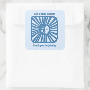 Moon Glow Boho Modern Schattige Baby shower CUSTOM Vierkante Sticker