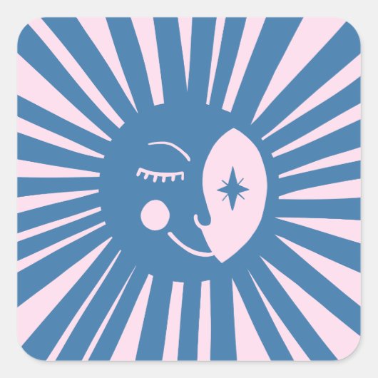 Moon Glow Boho Modern Schattige Baby shower CUSTOM Vierkante Sticker (Voorkant)