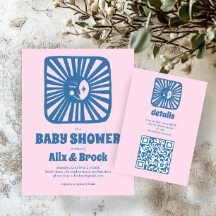 Moon Glow Boho Modern Schattige Baby shower op maa Informatiekaartje