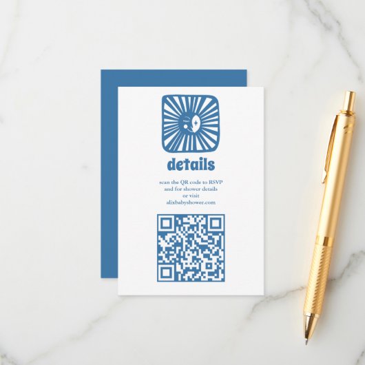 Moon Glow Boho Modern Schattige Baby shower op maa Informatiekaartje (Voorkant / Achterkant in situ)