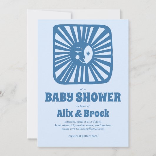 Moon Glow Boho Modern Schattige Baby shower op maa Kaart (Voorkant)