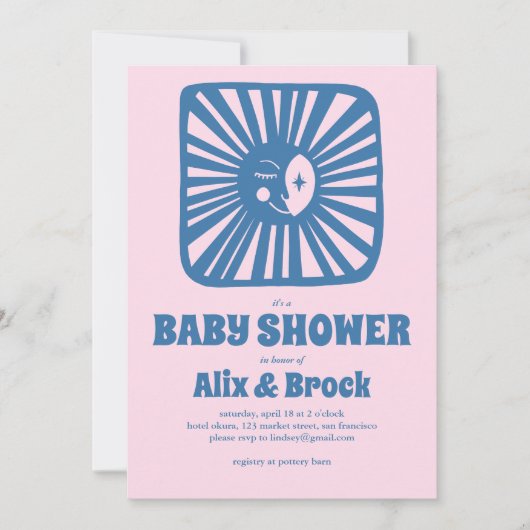 Moon Glow Boho Modern Schattige Baby shower op maa Kaart (Voorkant)