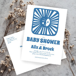 Moon Glow Boho Modern Schattige Baby shower op maa Uitnodiging Briefkaart