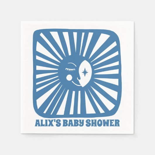 Moon Glow Boho Modern Schattige CUSTOM Baby shower Servet (Voorkant)