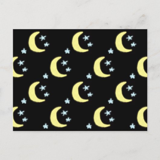 Moon Glow Briefkaart (zwart en zacht geel) (Voorkant)