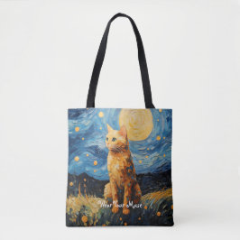Moon Glow Cat Midnight Muse gepersonaliseerd Tote Bag