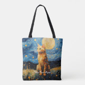 Moon Glow Cat Midnight Muse gepersonaliseerd Tote Bag (Achterkant)