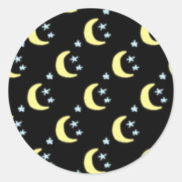 Moon Glow Round Stickers (zwart en zacht geel)