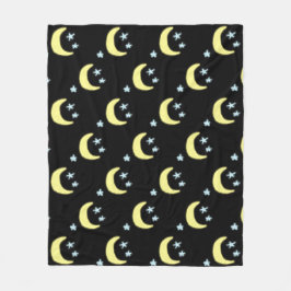 Moon Glow Throw Blanket (zwart en zacht geel) Fleece Deken