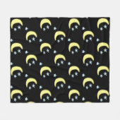 Moon Glow Throw Blanket (zwart en zacht geel) Fleece Deken (Voorkant (Horizontaal))