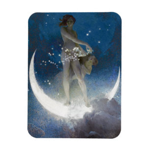 Moon Goddess Bare Scattering Night Stars Magneet