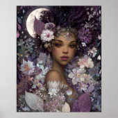 Moon Goddess Black Fantasy Art Black Queen Poster (Voorkant)