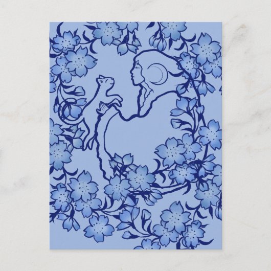 Moon Goddess Cat Witch Blues Briefkaart (Voorkant)