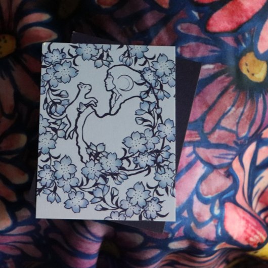 Moon Goddess Cat Witch Blues Kaart