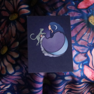 Moon Goddess Cat Witch Kaart