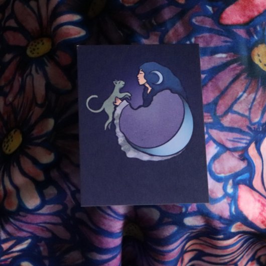 Moon Goddess Cat Witch Kaart