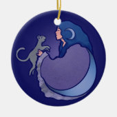 Moon Goddess Cat Witch Keramisch Ornament (Voorkant)