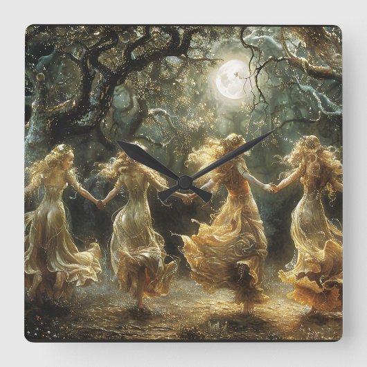 Moon Goddess dansklok Vierkante Klok (Voorkant)